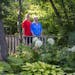 Vani and Mike Phelps in their backyard shade garden in Lakeville.
