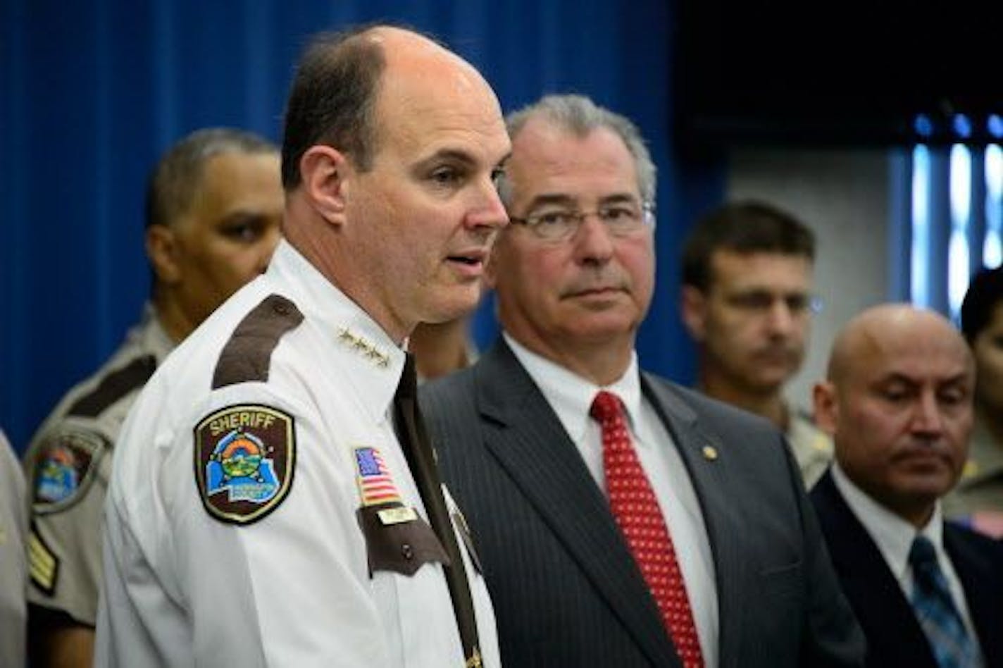 Hennepin County Sheriff Rich Stanek announced that he will no longer honor U.S. Immigration and Customs Enforcement (ICE) detainers to hold individuals up to 48 hours. He was accompanied by Hennepin County Attorney Mike Freeman and members of the Sheriff's Office Community Advisory Board.