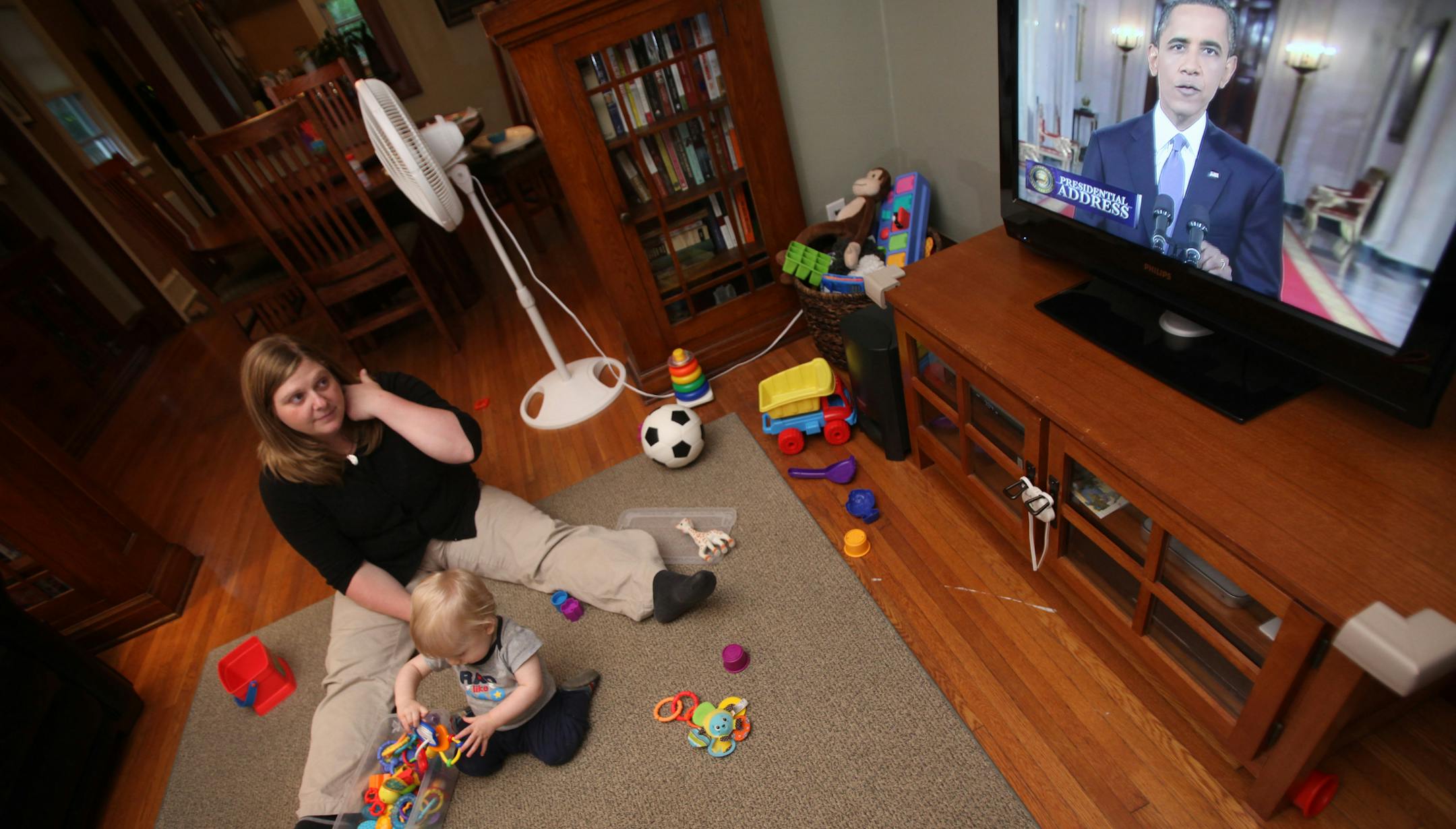 Jennifer Borgert watched Obama's speech at her St. Paul home. "I have a family member serving, but this affects everyone," she said.