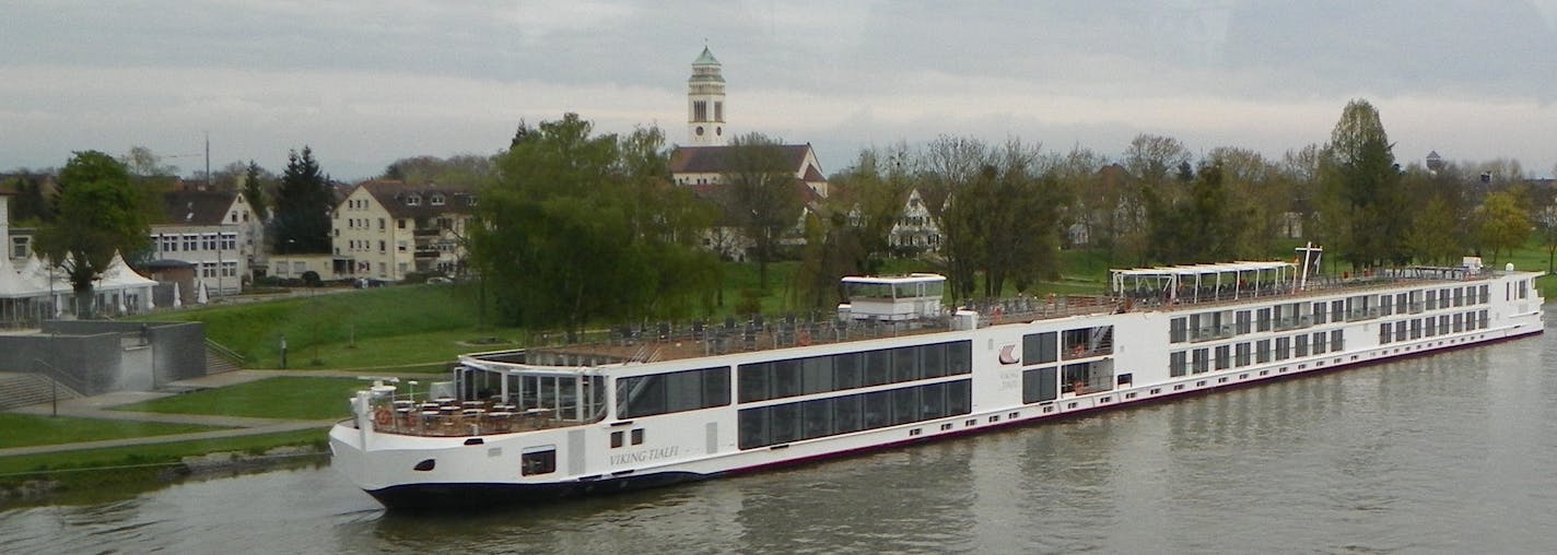 Viking&#x2019;s Tialfi docked in Kehl, Germany, for passengers to be taken by bus to &#xad;Strasbourg, France.