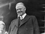 November 7, 1932 PRESIDENT ENROUTE COAST - An excellent close-up, one of the best made on his speaking trips, showing president Hoover speaking from t