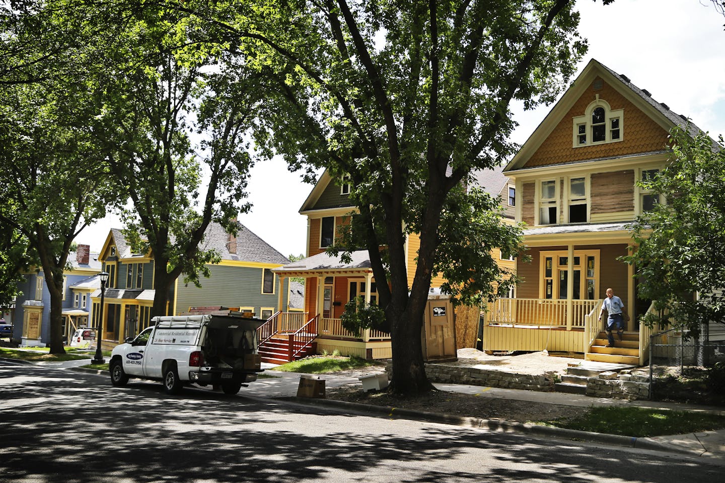 Four the of formerly rundown properties in the Dayton's Bluff historic district that have been restored or are in the process Thursday, Aug. 1, 2013. ](DAVID JOLES/STARTRIBUNE) djoles@startribune.com Four years ago, St. Paul stuck its neck out to buy 11 rundown properties in the Dayton's Bluff historic district of little interest to private investors or developers. Now the first four of those homes have been restored with modern amenities while hanging onto their 19th century charm, and are read