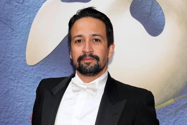 Lin-Manuel Miranda attends "The Phantom of the Opera" final Broadway performance at the Majestic Theatre on Sunday, April 16, 2023, in New York. (Phot