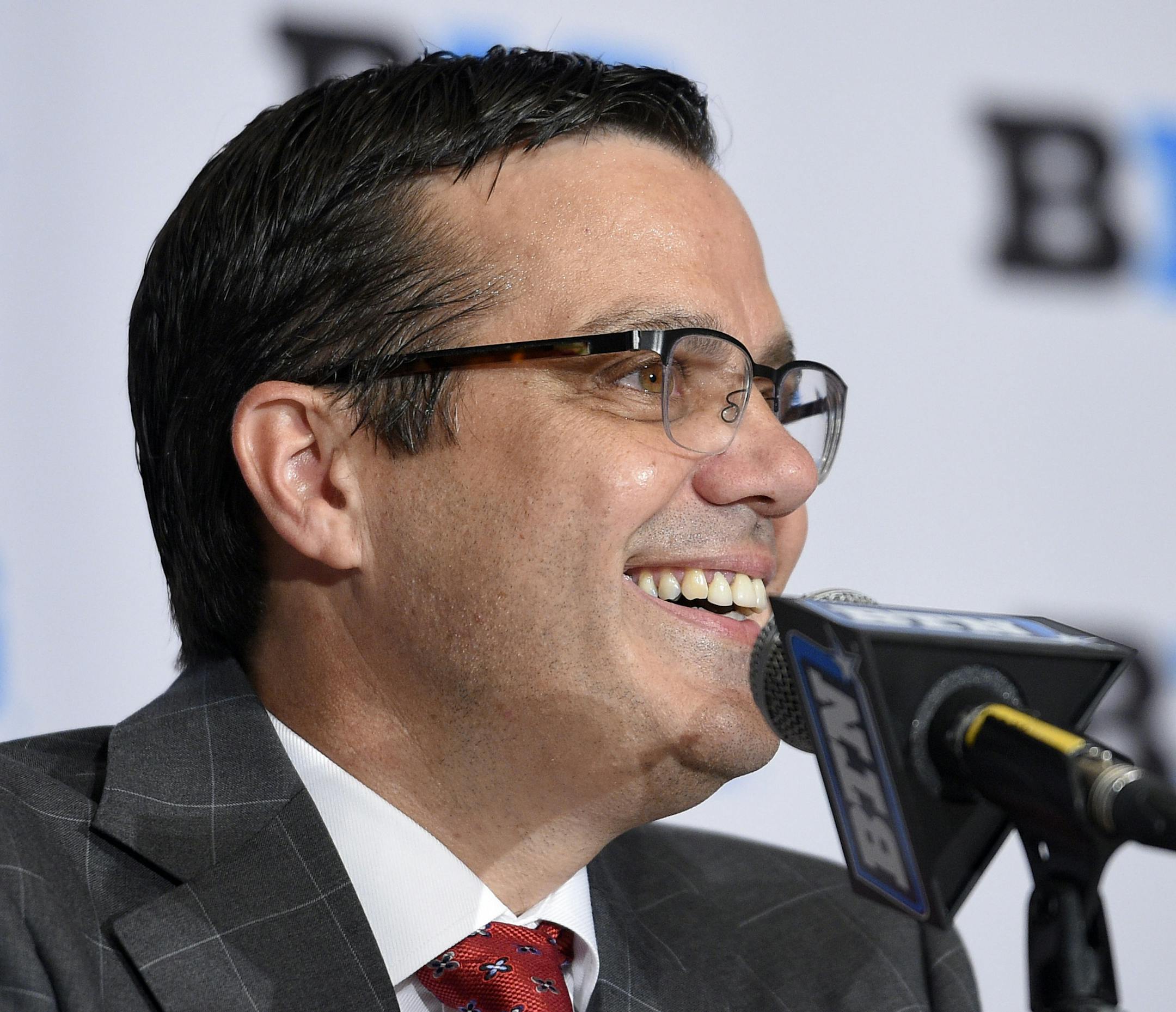 Nebraska head coach Tim Miles speaks at a press conference during Big Ten NCAA college basketball media day, Thursday, Oct. 13, 2016, in Washington. (AP Photo/Nick Wass)
