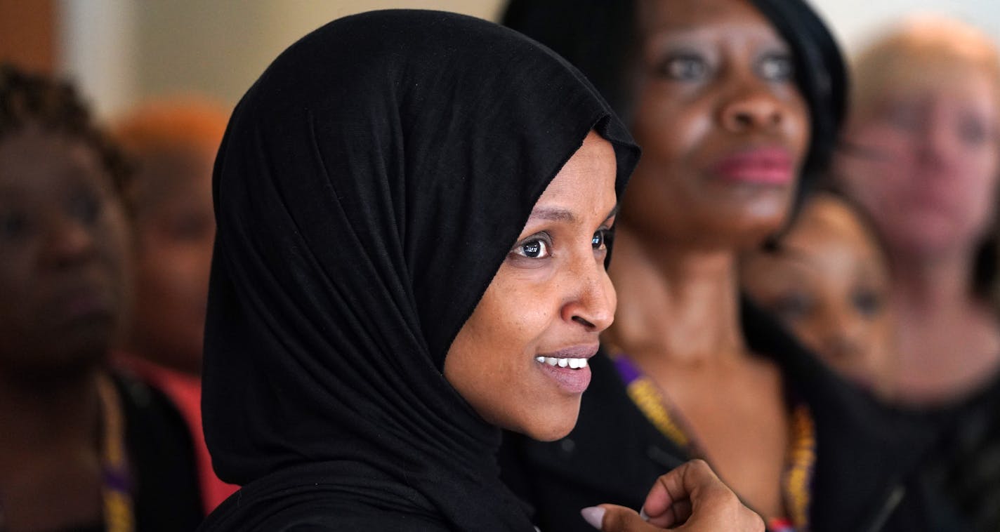 Rep. Ilhan Omar listened as a reporter asked about discussing other topics given her limited press availability during a press conference on the impacts of the DED cancellation Thursday in New Hope. ] ANTHONY SOUFFLE &#x2022; anthony.souffle@startribune.com Rep. Ilhan Omar toured St. Therese Senior Services of New Hope to meet with DED holders, residents, and clinic staff about the imminent expiration of DED status and held a press conference on the impacts of the DED cancellation Thursday, Marc