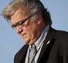 White House chief strategist Steve Bannon steps off Air Force One as he arrives Sunday, April 9, 2017, at Andrews Air Force Base, Md. Bannon was with 