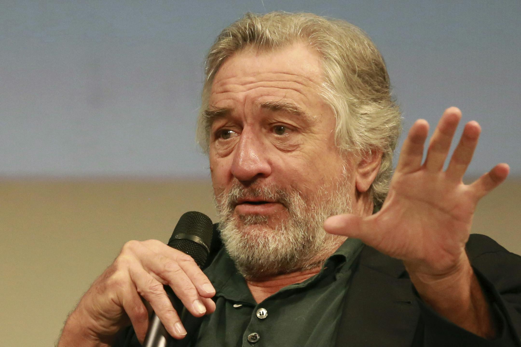 FILE - In this Aug. 13, 2016 file photo, Actor Robert De Niro addresses journalist in Sarajevo, Bosnia. The multiple Oscar-winner wrote a letter of support of Meryl Streep, following fallout after her Golden Globes speech which criticized President-elect Donald Trump. De Niro and Streep have costarred in four films: ìThe Deer Hunter,î ìFalling in Love,î ìMarvinís Roomî and ìFirst Man.î (AP Photo)