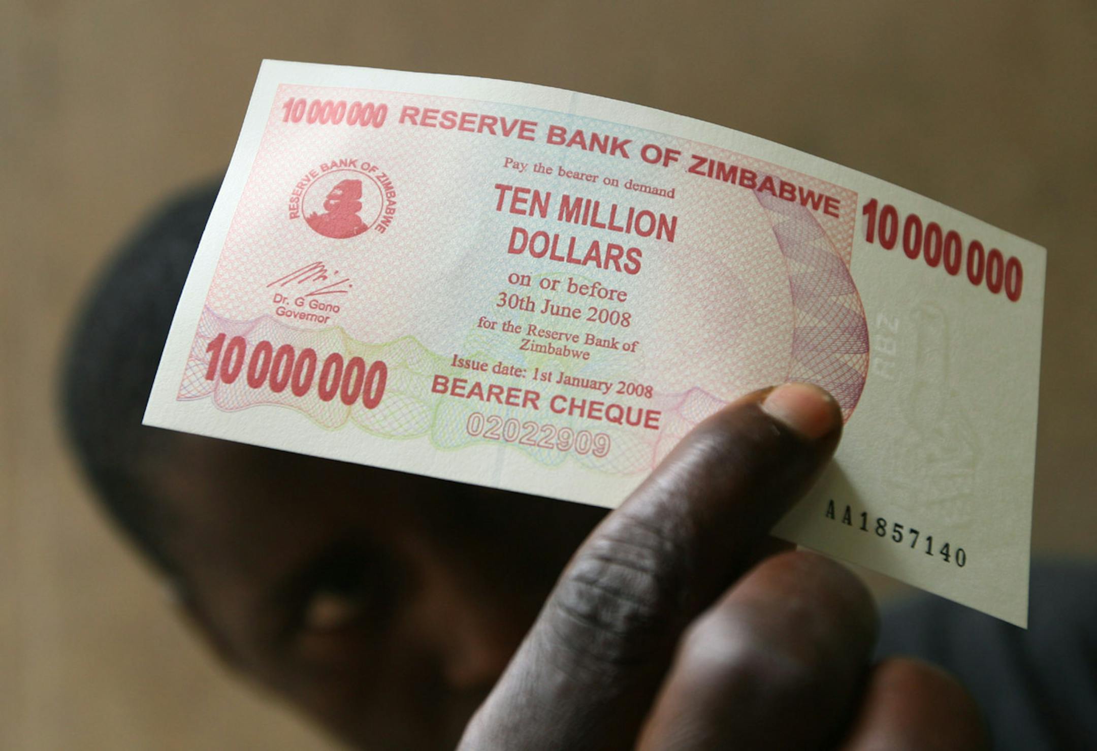 The $10 million note introduced by the Reserve Bank of Zimbabwe last month.