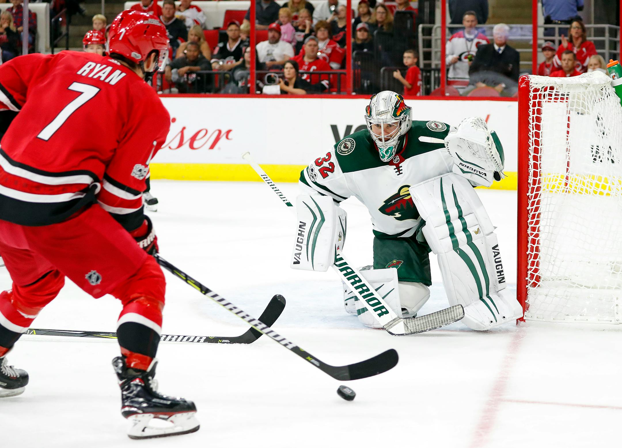 Wild goalie Alex Stalock made 38 saves in his first start of the season but faced too many odd-man rushes to suit coach Bruce Boudreau.