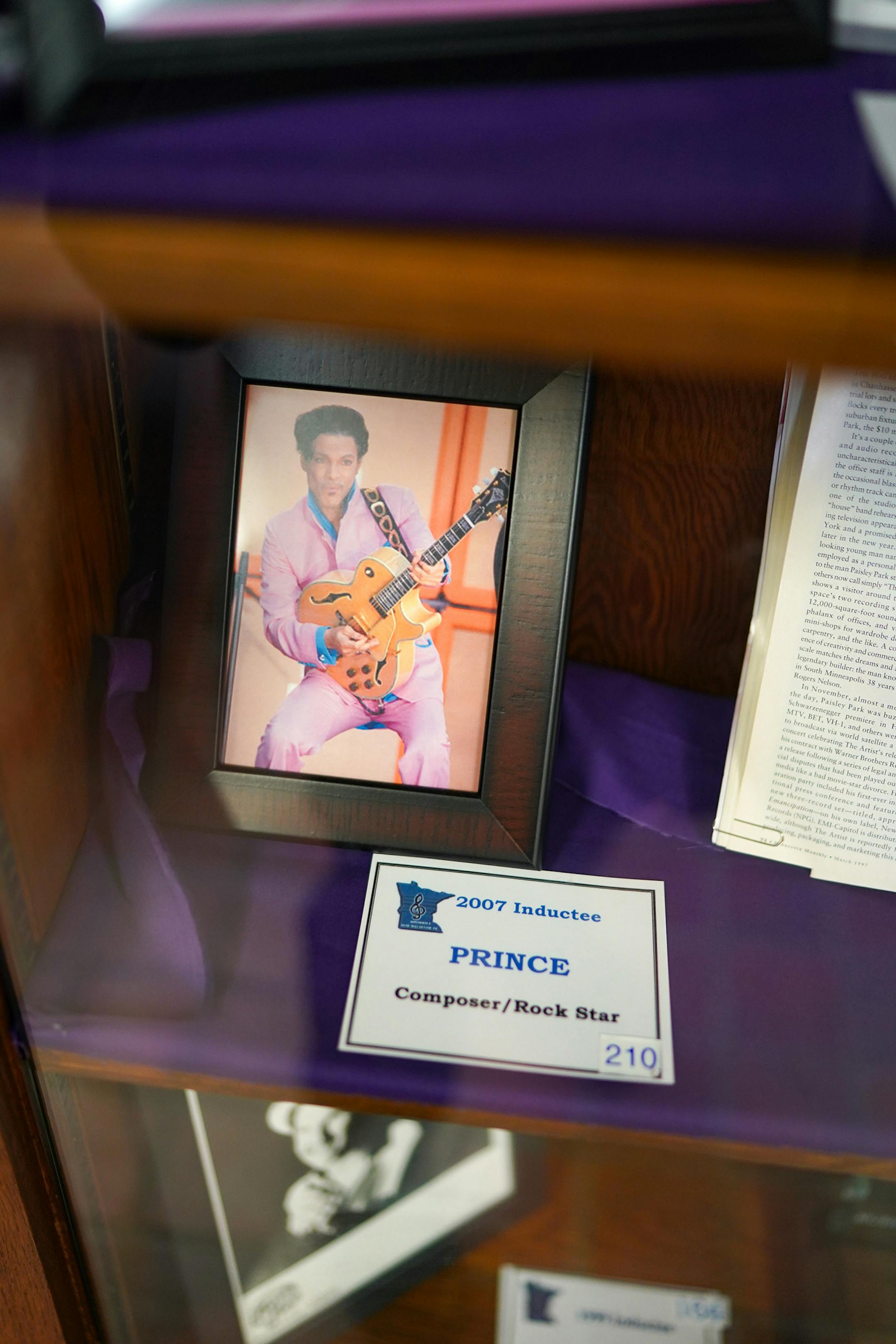 1991 inductee Bob Dylan and 2007 inductee Prince. The Minnesota Music Hall of Fame in New Ulm, Minnesota.