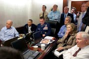 On May 1, 2011, President Barack Obama and Vice President Joe Biden, along with with members of the national security team, receive an update on the m