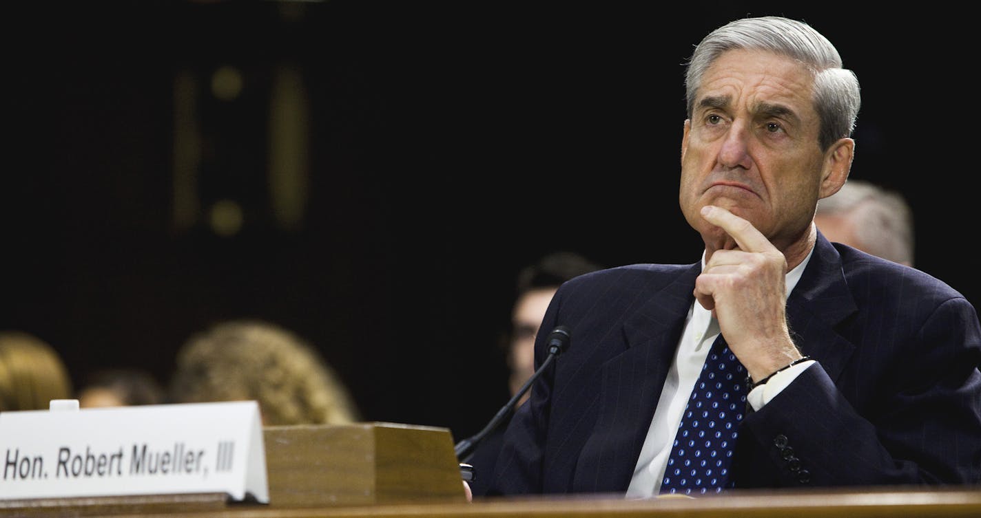 FILE -- FBI Director Robert Mueller III testifies during a hearing on Capitol Hill, in Washington, June 19, 2013. The Justice Department has appointed Mueller to serve as a special counsel to oversee its investigation into Russian meddling in the 2016 election, Deputy Attorney General Rod Rosenstein announced on May 17, 2017, a move that dramatically raises the stakes for President Donald Trump. (Christopher Gregory/The New York Times) ORG XMIT: MIN2017051812410731