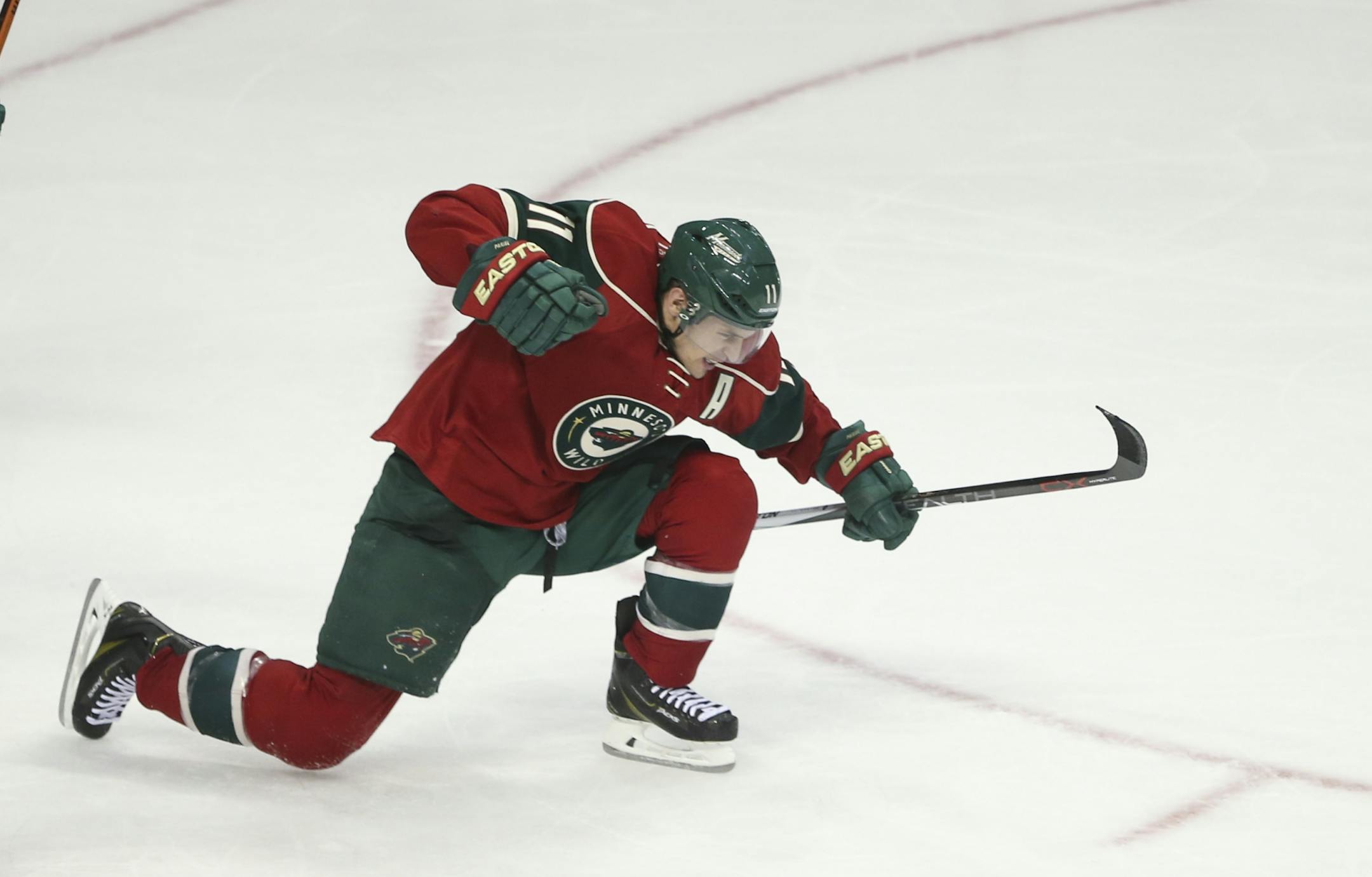 Wild left wing Zach Parise (11) celebrated his game-tying goal in the third period Thursday night.