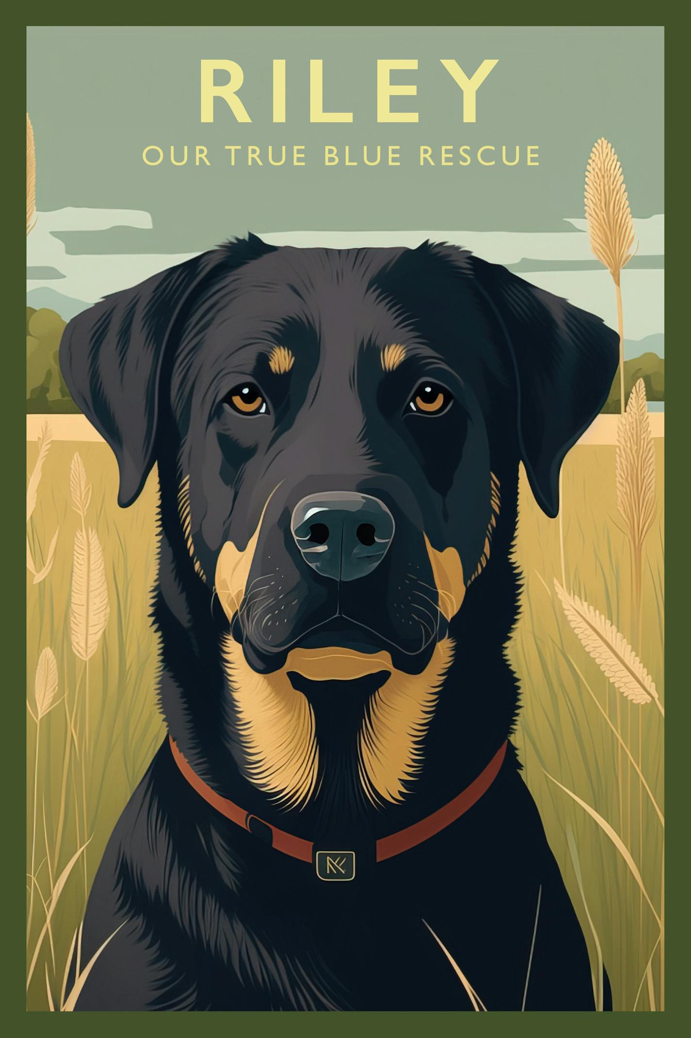 Poster-sized portrait of Jim Henderson's dog Riley.