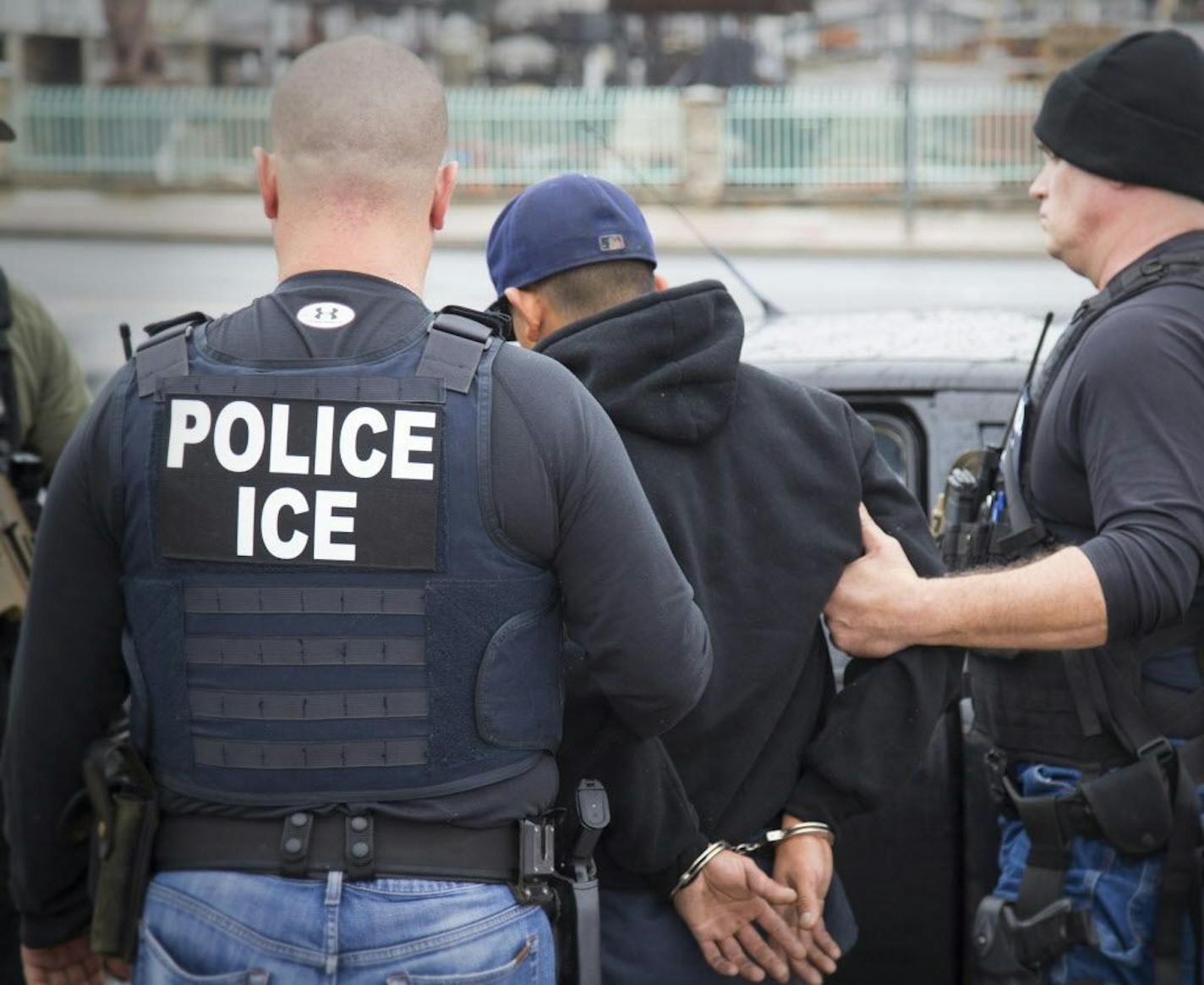 In this Tuesday, Feb. 7, 2017, photo released by U.S. Immigration and Customs Enforcement shows foreign nationals being arrested this week during a targeted enforcement operation conducted by U.S. Immigration and Customs Enforcement (ICE) aimed at immigration fugitives, re-entrants and at-large criminal aliens in Los Angeles. Immigrant advocates on Friday, Feb. 10, 2017, decried a series of arrests that federal deportation agents said aimed to round up criminals in Southern California but they b