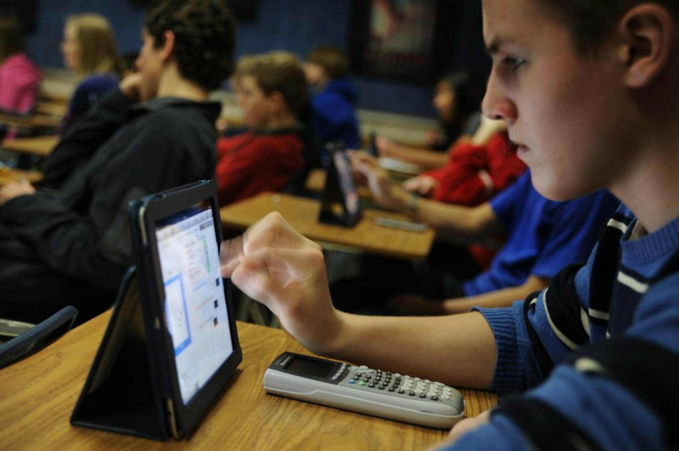 Josh Horst used an Ipad in 9th grade Algebra class. Minnetonka 9th graders begin using Ipads for the bulk of their classes as a result of the recently approved tech levy. The program was piloted last semester and officially launches this week. The deployment comes on the heels of announcement by Apple that they've partnered with major textbook manufacturers to radically change the way students use reference materials. �