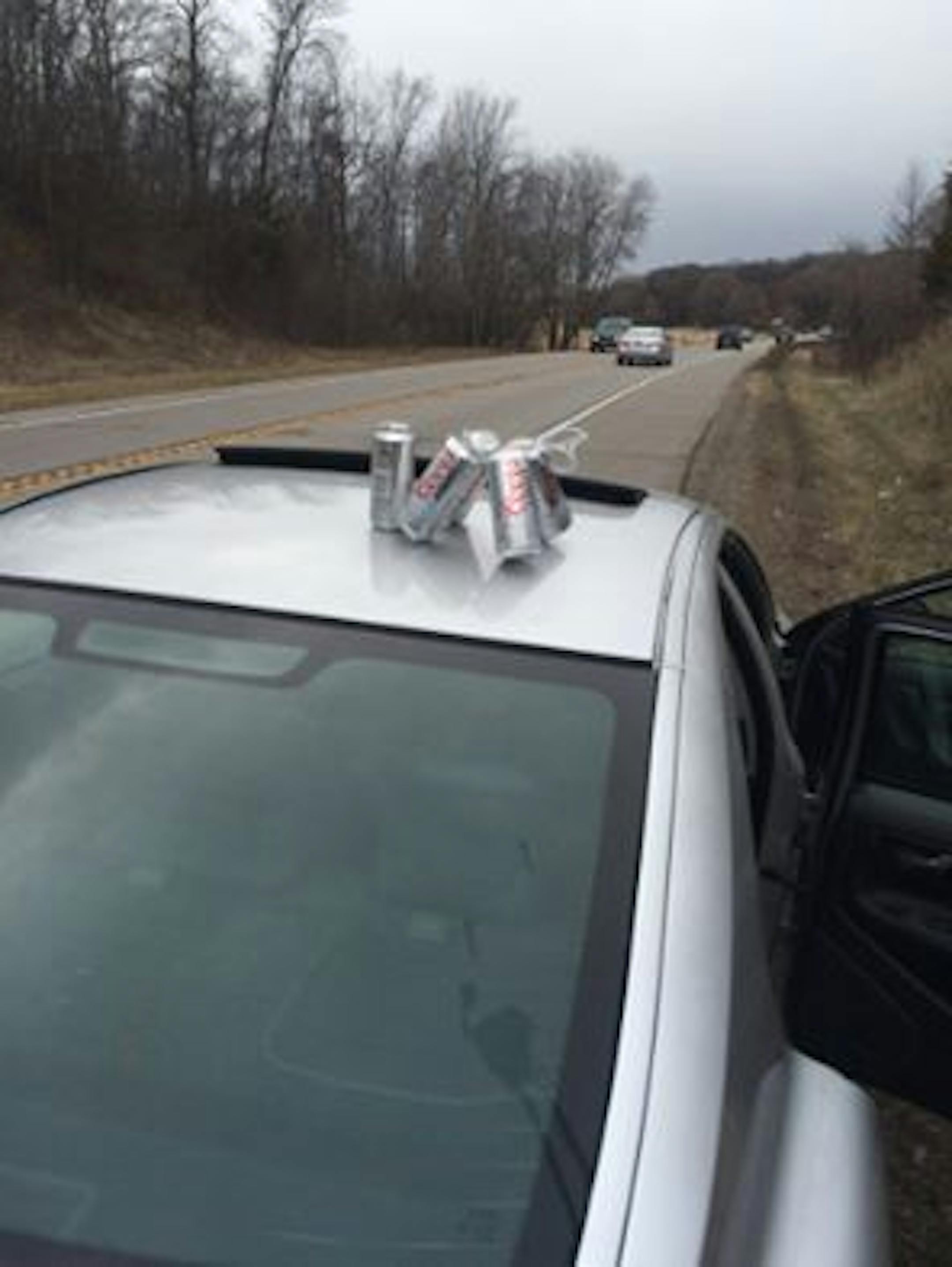 West Hennepin Public Safety found part of a six-pack of beer in the car of a driver who admitted to be drunk and texting while driving on Hwy. 12 in Independence Thursday