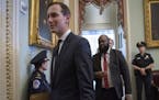 President Donald Trump's senior adviser, and son-in-law, Jared Kushner, departs the Capitol after a meeting with Senate Republicans, in Washington, Tu