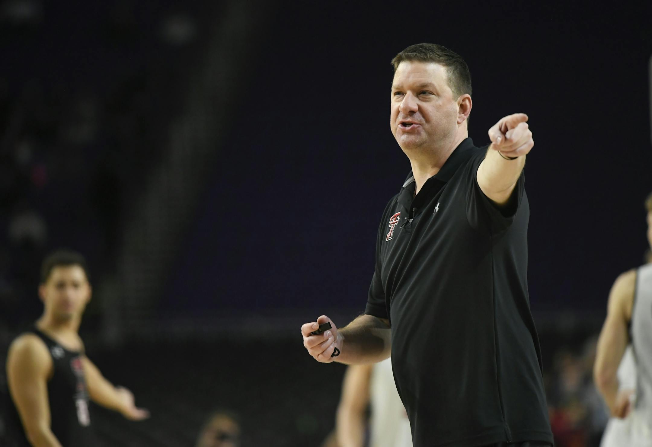 Texas Tech head coach Chris Beard shouted instructions to players during their practice Friday afternoon.