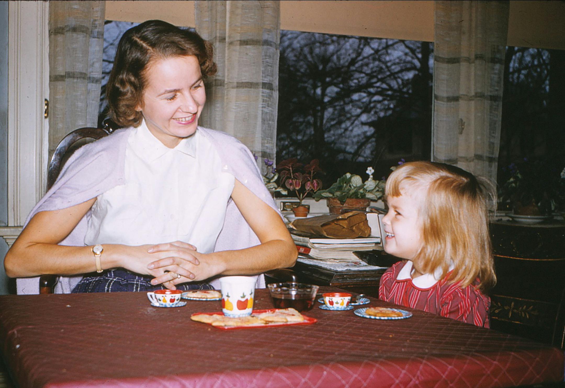 Holly Windle of Minneapolis sent in this photo from 1957 of her mom, Jan, humoring her with a tea party. Jan, who now lives in West Virginia, got her master's degree in anthropology when her two kids were in elementary school. Holly says, "I remember learning (later) that one of her projects had involved observing how I used my (often bare) feet compared with a chimpanzee." [focus051417