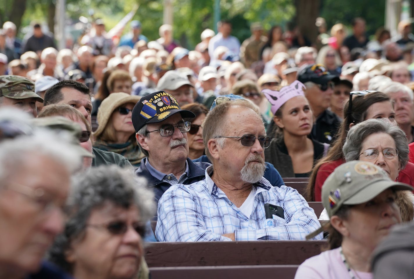 A welcome home ceremony for the 34th Red Bull Infantry Division, which had been deployed in the Middle East, at the 2019 Minnesota State Fair.