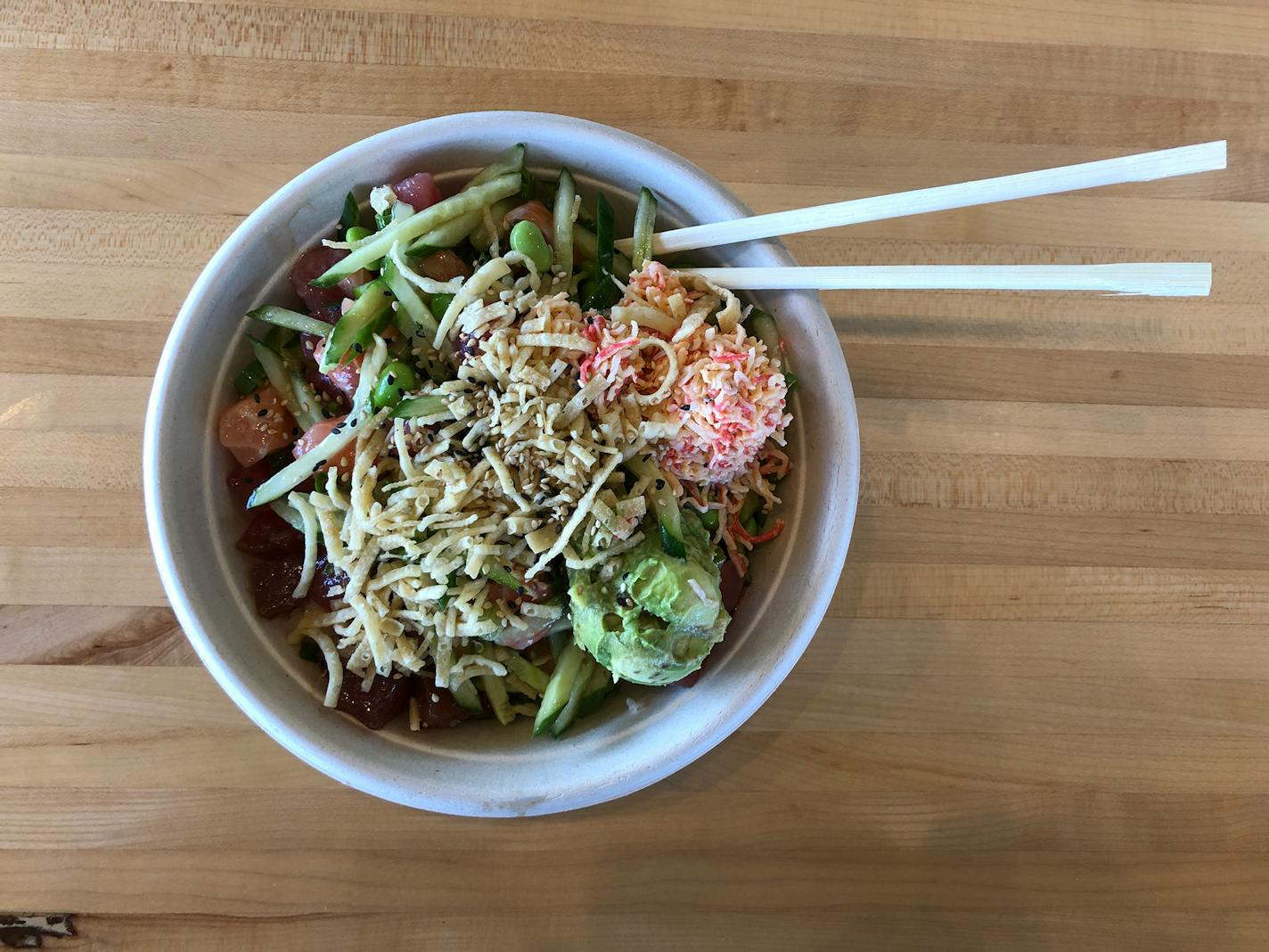 Rainbow Bowl from Hawaii Poke Bowl. Nicole Hvidsten, Star Tribune