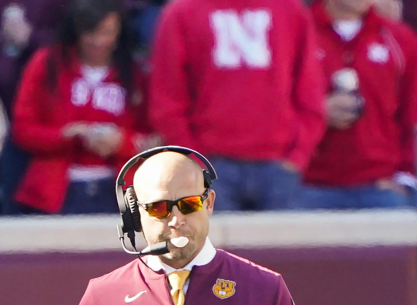 Minnesota Golden Gophers head coach P.J. Fleck in the fourth quarter.