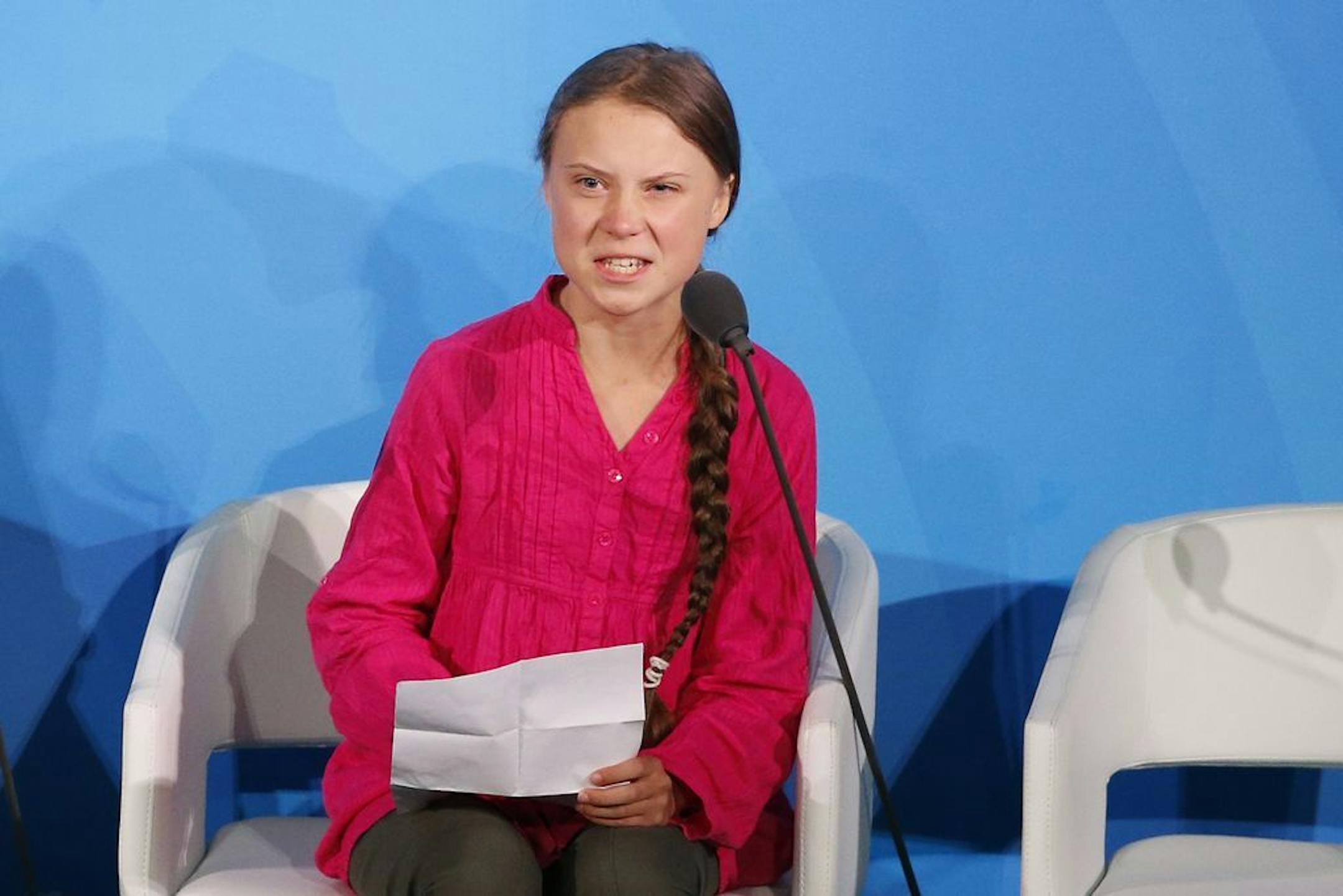 Environmental activist Greta Thunberg, of Sweden, addresses the Climate Action Summit in the United Nations General Assembly, at U.N. headquarters, Monday, Sept. 23, 2019.