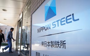 The Nippon Steel logo at the company's Kashima Plant in Kashima, Japan, on Dec. 6, 2024.