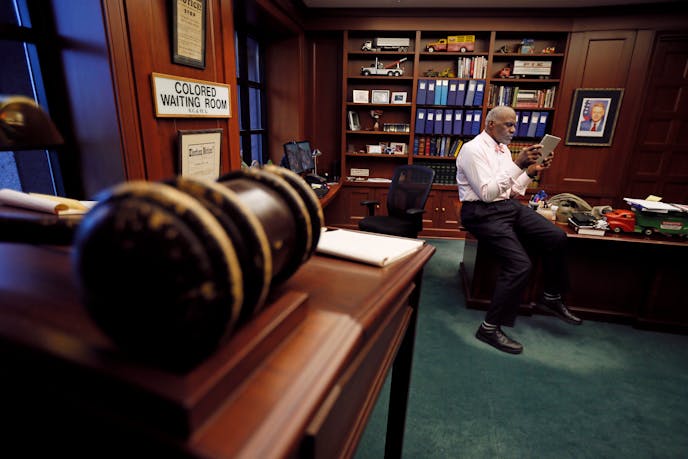 Minnesota Supreme Court Associate Justice Alan Page spent sometime in is office after hearing a case Wednesday July 3, 2015 in St. Paul, MN. Justice Page will hit the mandatory retirement age of 70 in August. ] Jerry Holt/ Jerry.Holt@Startribune.com