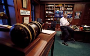 Minnesota Supreme Court Associate Justice Alan Page spent sometime in is office after hearing a case Wednesday July 3, 2015 in St. Paul, MN. Justice P