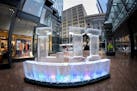 A Superbowl LII ice sculpture outside the IDS Crystal Court 100 days before the Super Bowl . ] GLEN STUBBE &#x2022; glen.stubbe@startribune.com Friday
