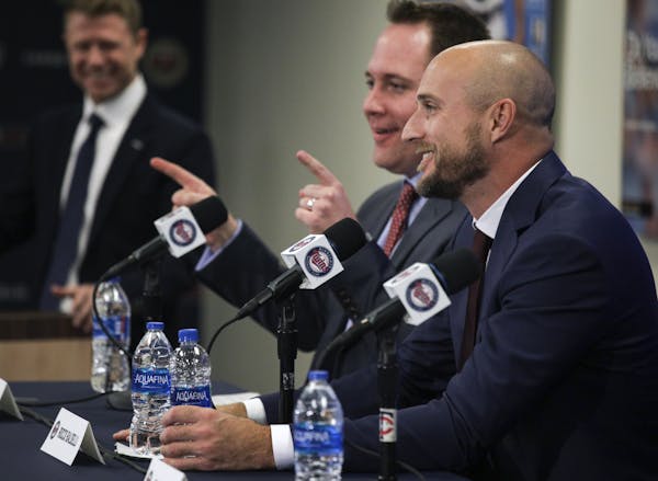 New Twins manager Rocco Baldelli was introduced to the media Thursday afternoon at Target Field. Twins Chief Baseball Officer Derek Falvey joked with 