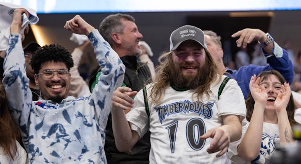 Minnesota Timberwolves fans on Tuesday, April 23, 2024, at Target Center in Minneapolis.