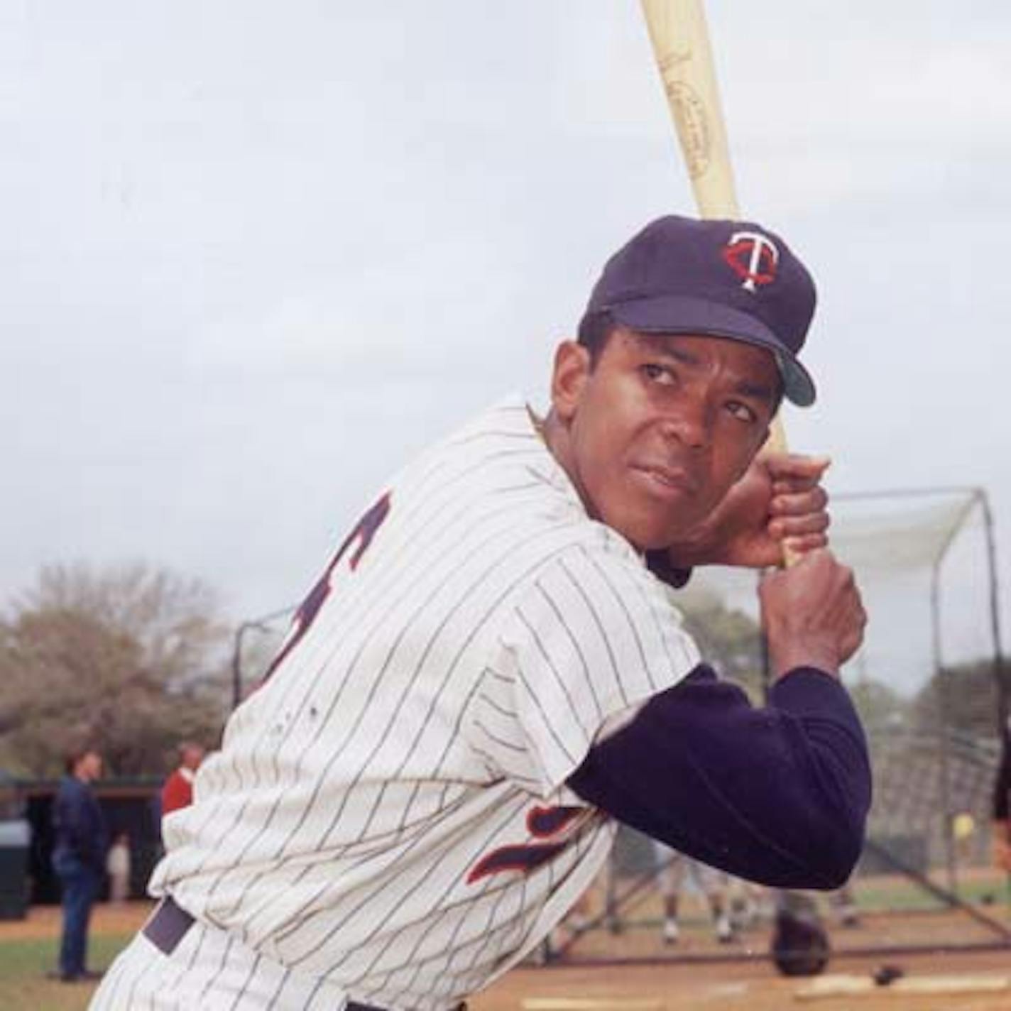 circa 1965:  Portrait of Minnesota Twins outfielder Tony Oliva posing in a batting stance, wearing his uniform, 1960s.  (Photo by Photo File/Getty Images)