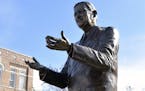 A bronze statue of slain civil rights leader Vernon Dahmer in Hattiesburg, Miss.