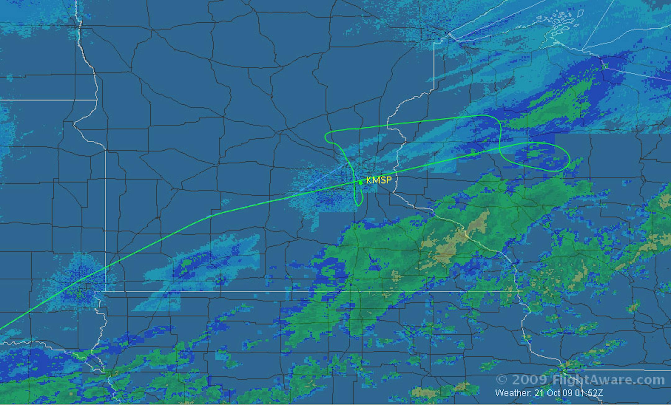 The flight path of Northwest flight 188