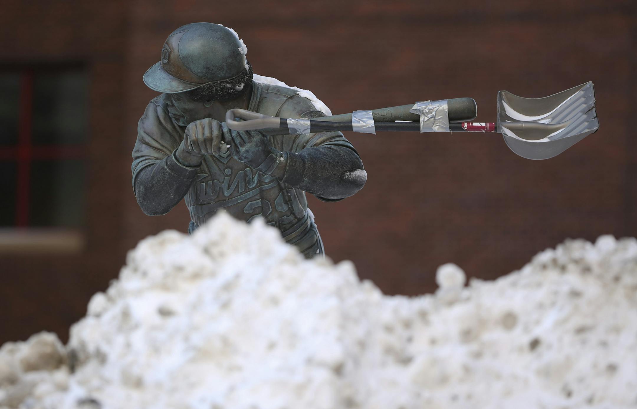 There's interesting things to see outside if you just know where to look. The statue near Target Field of Twins slugger Rod Carew on Tuesday, February 25, 2014, appears to have been altered recently. ] JEFF WHEELER ‚Ä¢ jeff.wheeler@startribune.com
