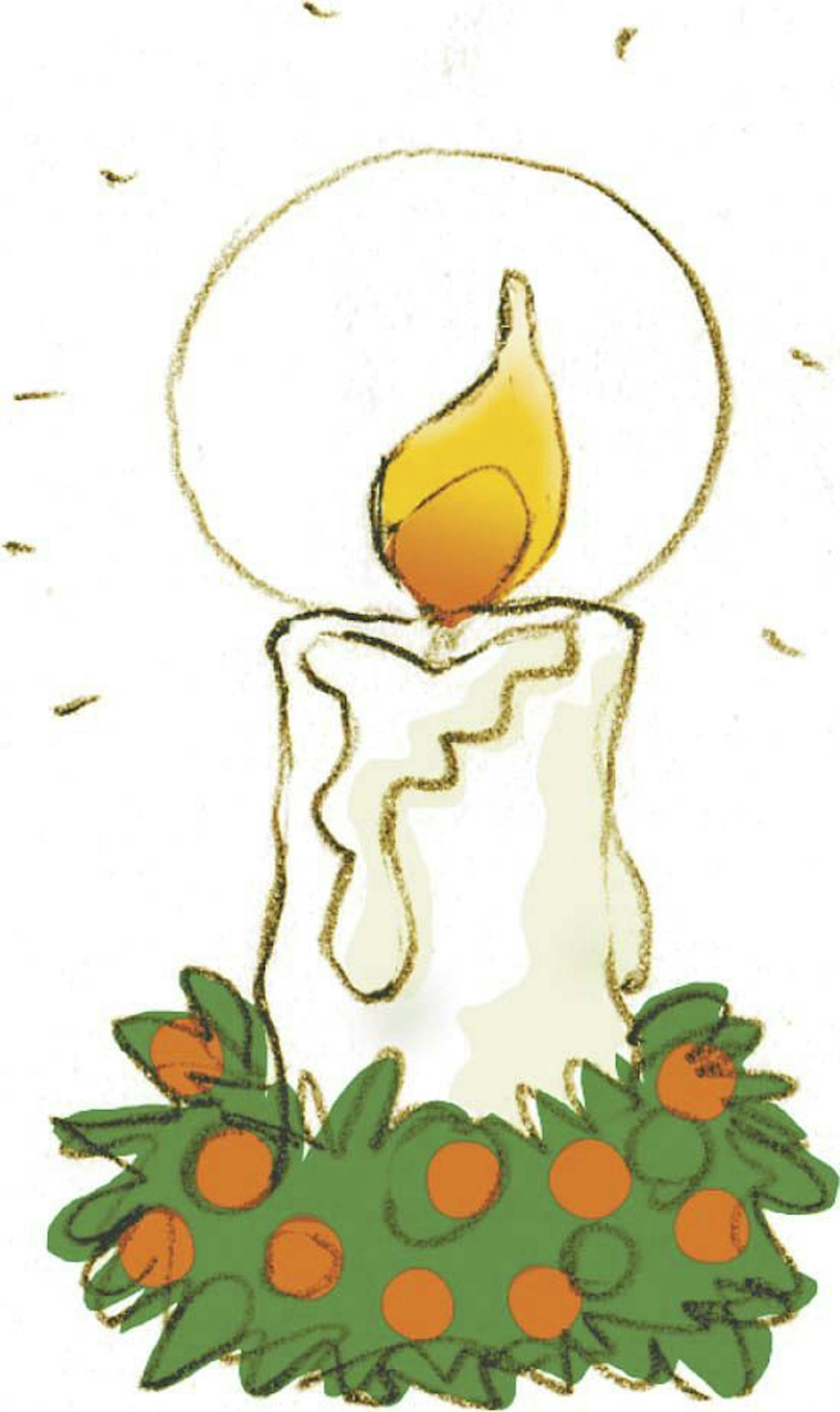 300 dpi Chris Ware color illustration of Christmas candle. For counting down the days til Christmas; Day 3. Lexington Herald-Leader 2007<p> 3 christmas countdown illustration candle advent wreath lighting light tradition days til 10000000, 12000000, 10011000, FEA, krtholiday holiday, LEI, public holiday, 12025004, religious event, rite, ritual, 12014000, 12014001, krtchristianity christianity, krtchristmas christmas, krthanukkah hanukkah chanukkah, krtjudaism judaism jewish jew, krtwinter winter