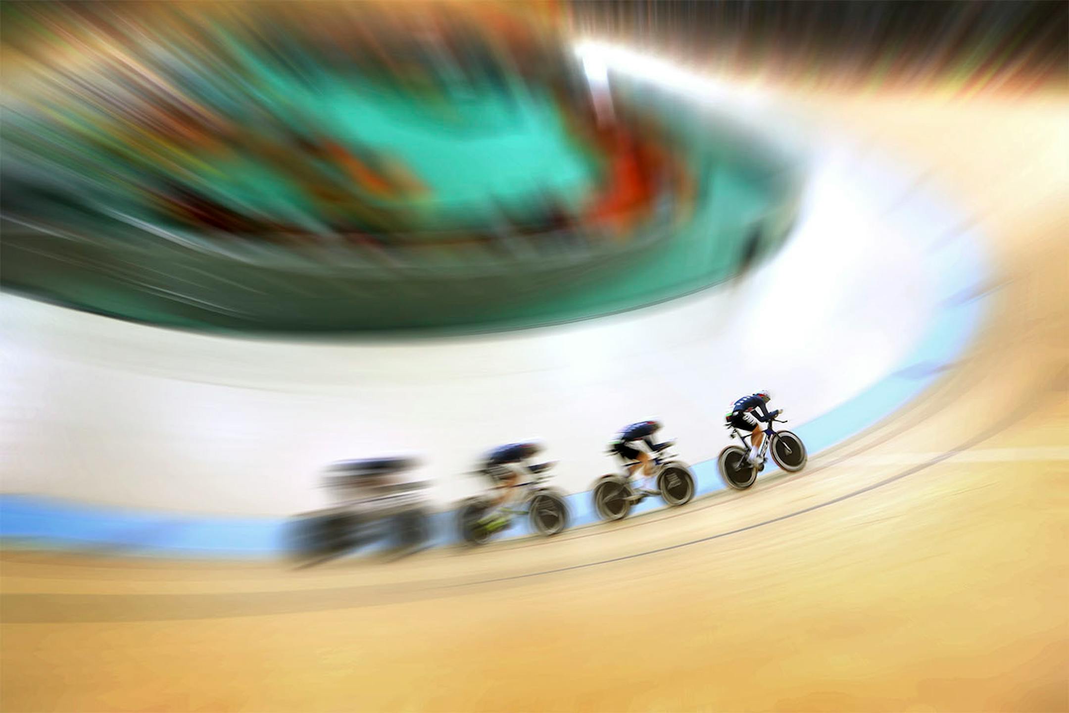 For about five minutes Saturday morning, the U.S. held the world record in women�s team pursuit. Kelly Catlin of Arden Hills (In the lead) and teammates Sarah Hammer, Chloe Dygert and Jennifer Valente ripped around the Rio Olympic Velodrome in four minutes, 12.282 seconds, winning their first-round heat as track cycling competition continued at the Rio Games.