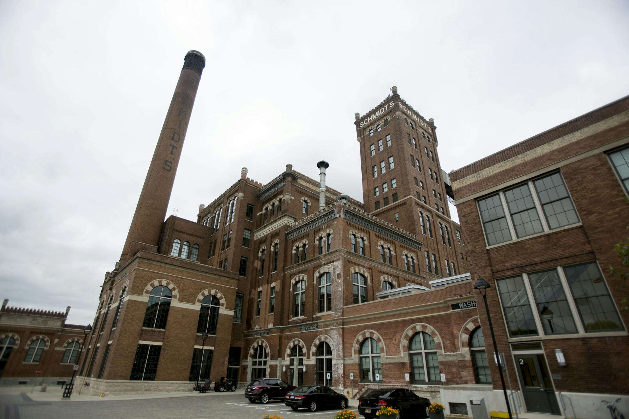 The old Schmidt's Brewery has been converted into an apartment complex, although the exterior was restored to keep the authentic look.. ] ALEX KORMANN ¥ alex.kormann@startribune.com The old Schmidt Brewing Co. brewery is a 15 acre site that has been historically preserved and repurposed all with the help of Philip Gagne, the last brewmaster for the company. One of the main buildings is being turned into a market place full of food vendors as well as a few miscellaneous vendors set to open i