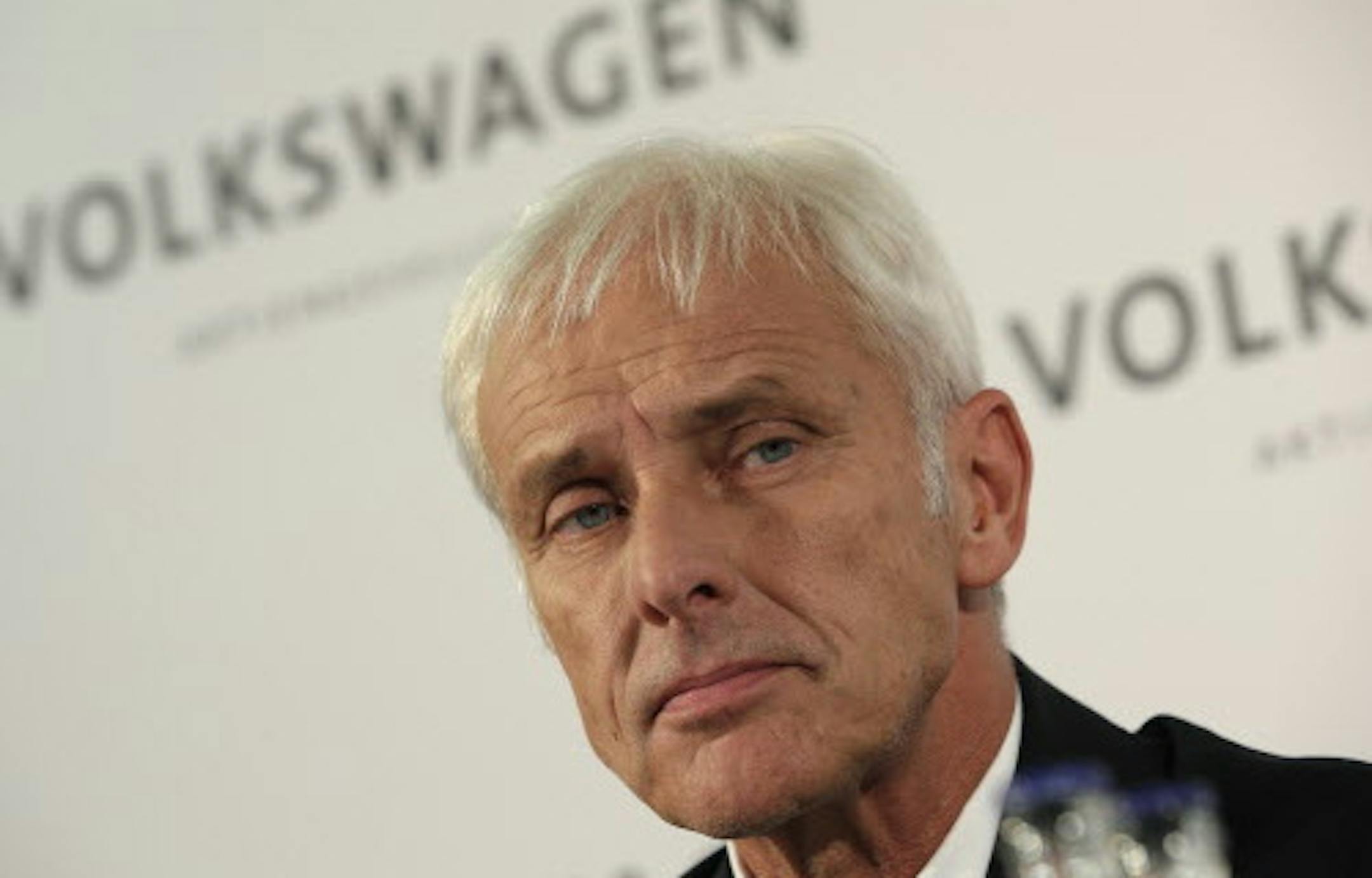 Newly appointed Volkswagen CEO Matthias Mueller listens during a press statement after a meeting of Volkswagen's supervisory board in Wolfsburg, Germany, Friday, Sept. 25, 2015, after CEO Martin Winterkorn resigned on Wednesday amid an emissions scandal. (AP Photo/Michael Sohn)
