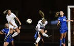 Rosemount and Minnetonka players tried to gain the advantage off a corner kick in the second half Wednesday. ] (AARON LAVINSKY/STAR TRIBUNE) aaron.lav