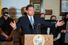 Florida Gov. Ron DeSantis vowed to keep restaurants open during COVID-19 at a news conference on December 15, 2020, at Okeechobee Steakhouse in West P