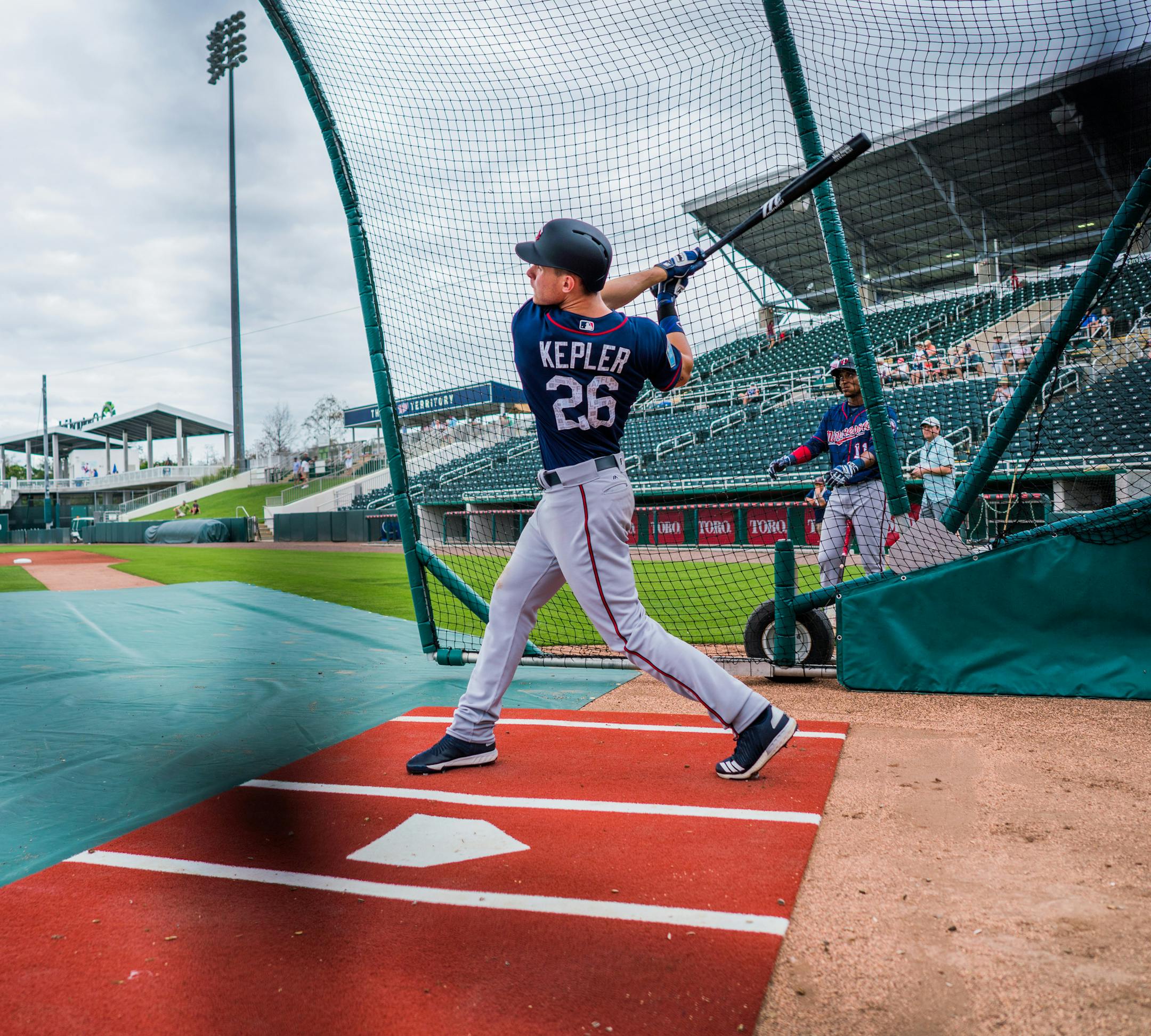 Twins outfielder Max Kepler (26) practiced his batting. ] MARK VANCLEAVE ï mark.vancleave@startribune.com * The first day of full-squad workouts at Twins spring training in Fort Myers, Florida on Monday, Feb. 19, 2018. ORG XMIT: MIN1802191431202407