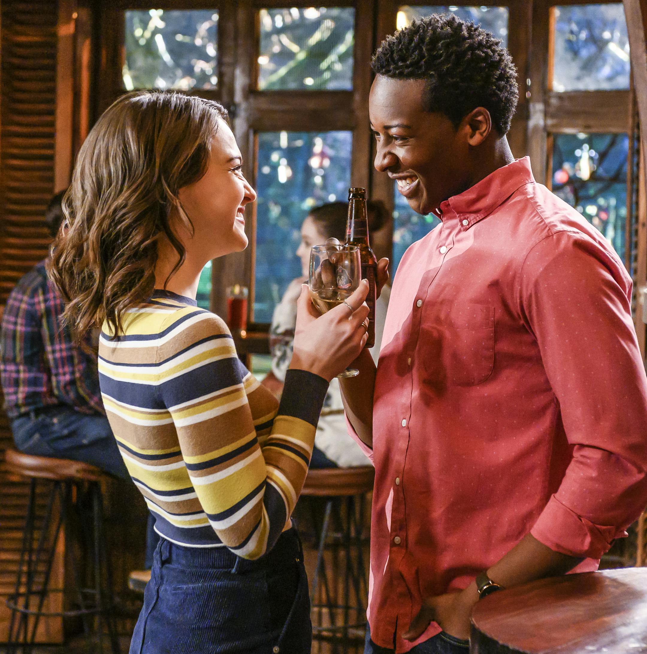 Violett Beane as Cara Bloom and Brandon Micheal Hall as Miles Finer in "God Friended Me."
