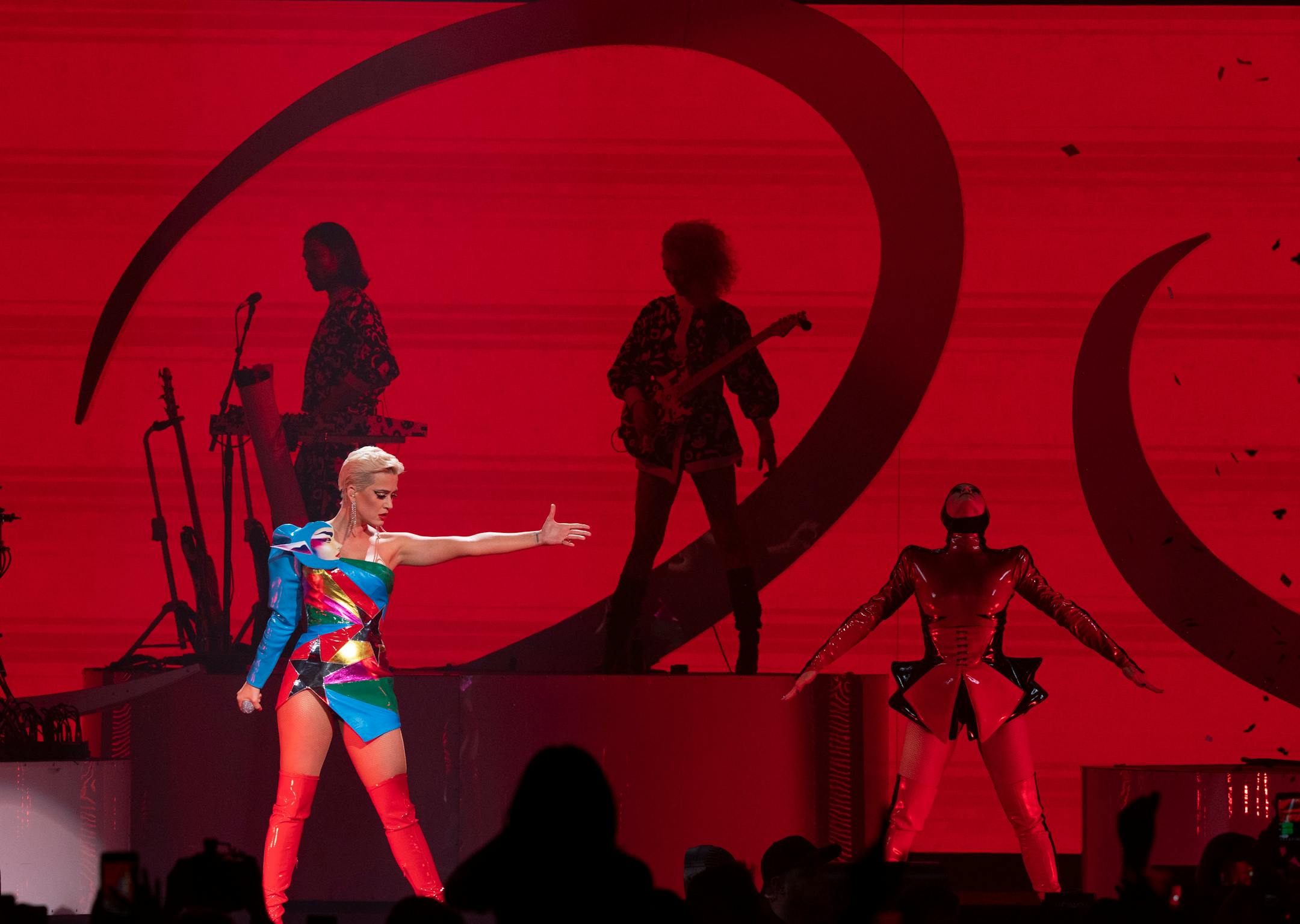 Katy Perry early in her show at The Armory in Minneapolis Sunday night. ] JEFF WHEELER • jeff.wheeler@startribune.com Katy Perry performed at The Armory in Minneapolis on Sunday night, April 7, 2019 as part of the March Madness Music Series.