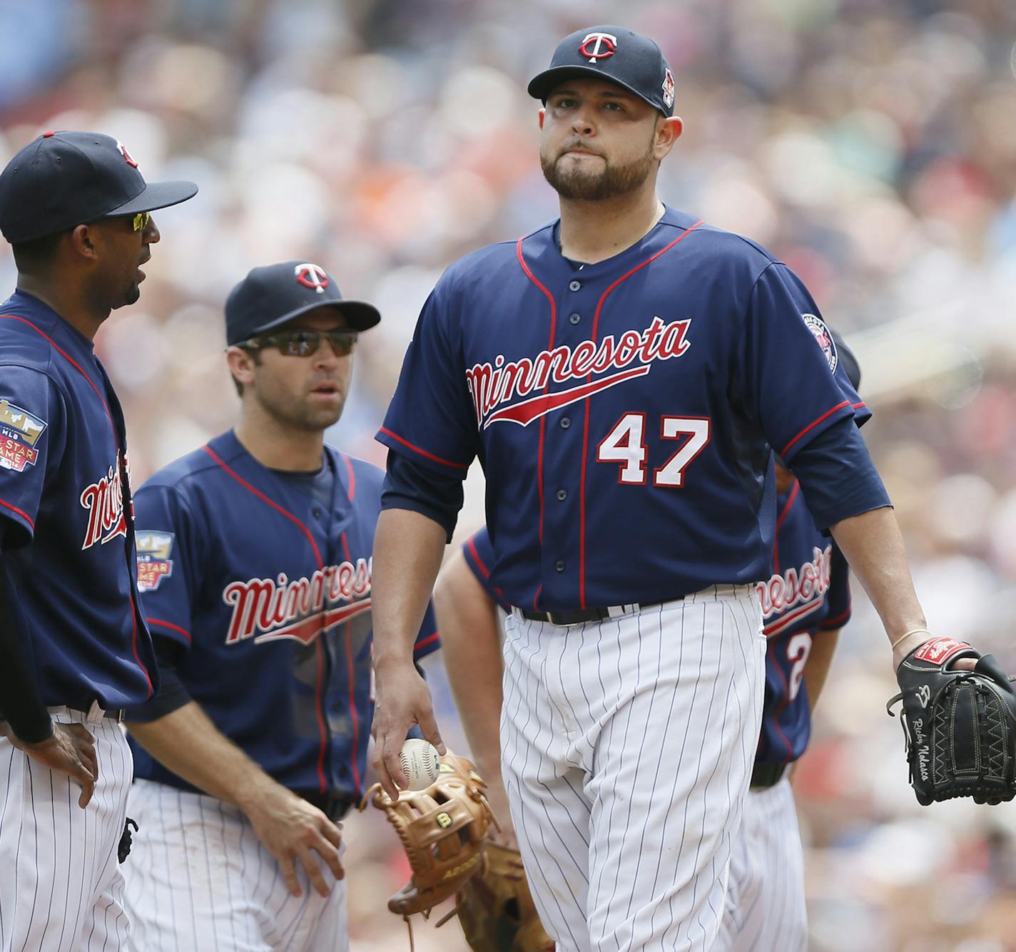 Ricky Nolasco showed his disappointment while giving up two runs in the first inning. It would only get worse in the second.