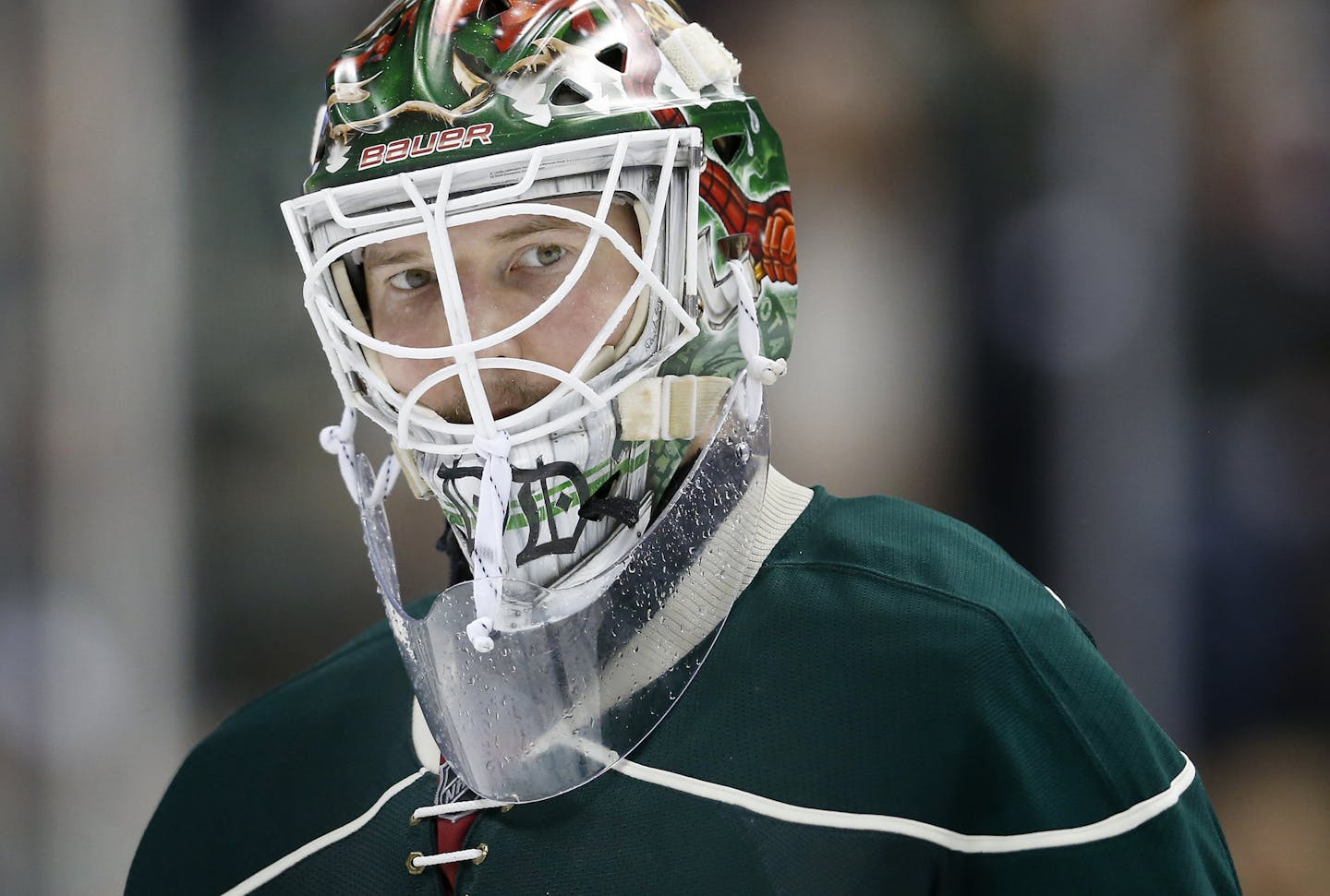 Minnesota Wild goalie Devan Dubnyk (40 ] CARLOS GONZALEZ cgonzalez@startribune.com, May 5, 2015, St. Paul, MN, Xcel Energy Center, NHL, Minnesota Wild vs. Chicago Blackhawks, Game 3, Stanley Cup Playoffs, Round 2 ORG XMIT: MIN1505061152450467