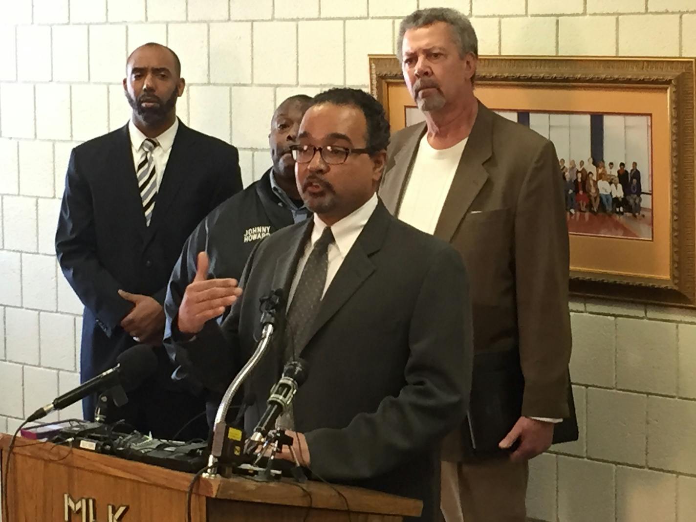 NAACP president Jeff Martin speaks at a news conference about the fatal shooting by police early Wednesday.